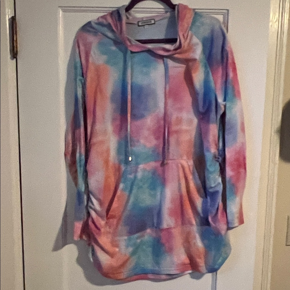 Maternity Pastel Tie-Dye Hoodie - Multicolor